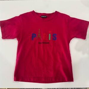 Balenciaga Kids Bright Pink 'PARIS' Logo Tee